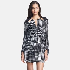 Parker houndstooth faux wrap minidress